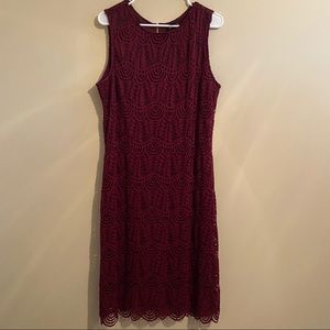 Sharagano Maroon Lace Dress